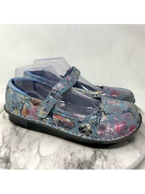 Alegria Belle Multicolored Metallic Floral Suede Comfort Mary Janes 40 Career